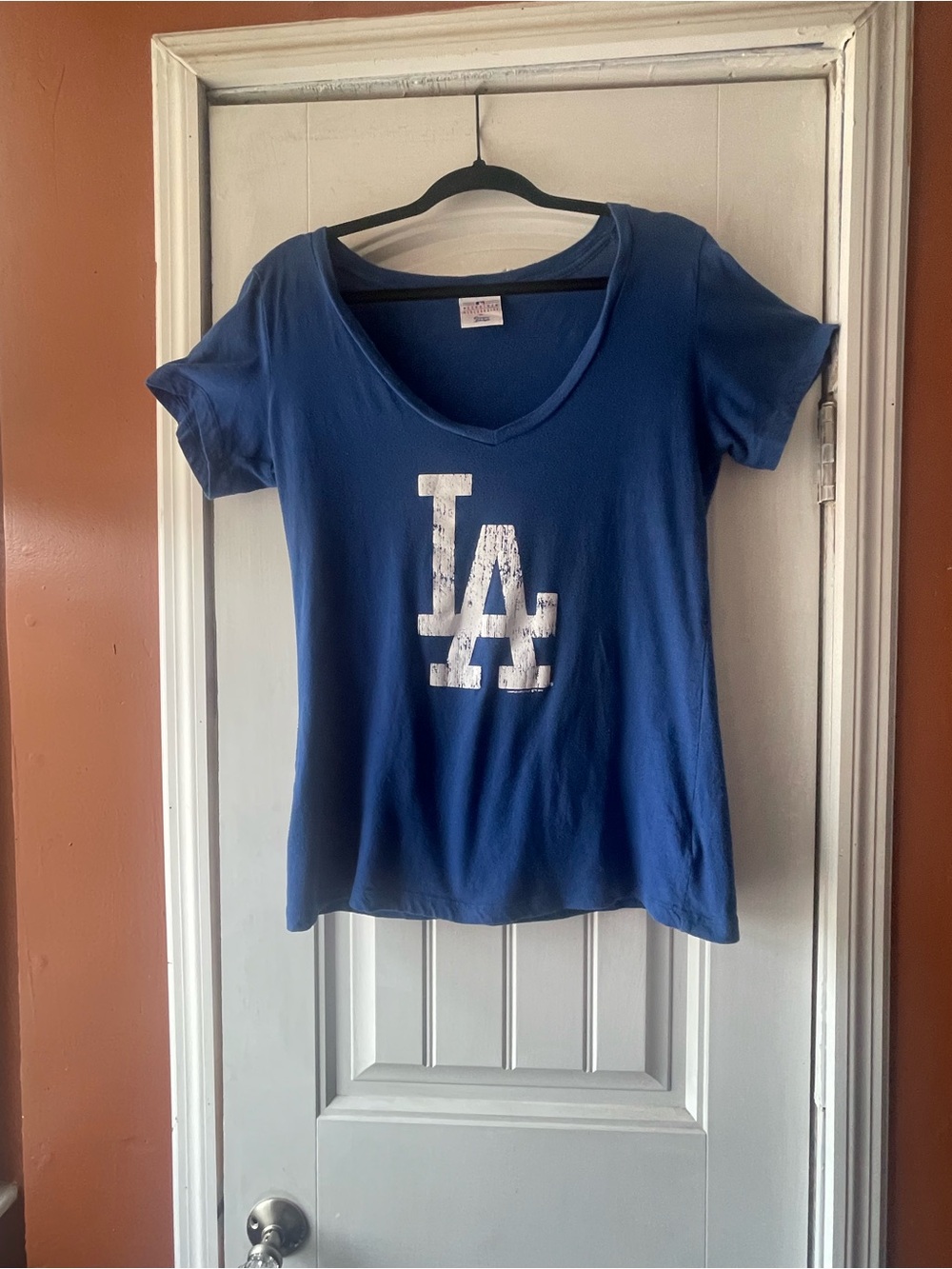 MLB Los Angeles Dodgers Women's Blue V-Neck Tee